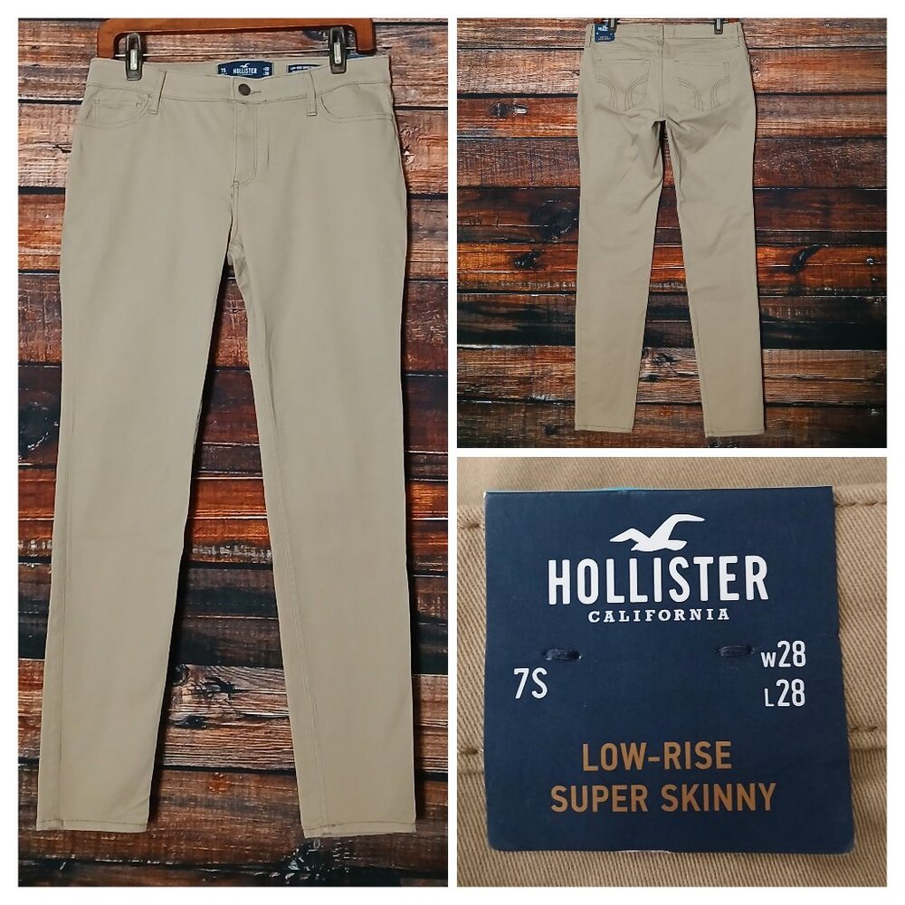 NWT Hollister Pants 28 Low Rise Super Skinny Khaki Tan Stretch